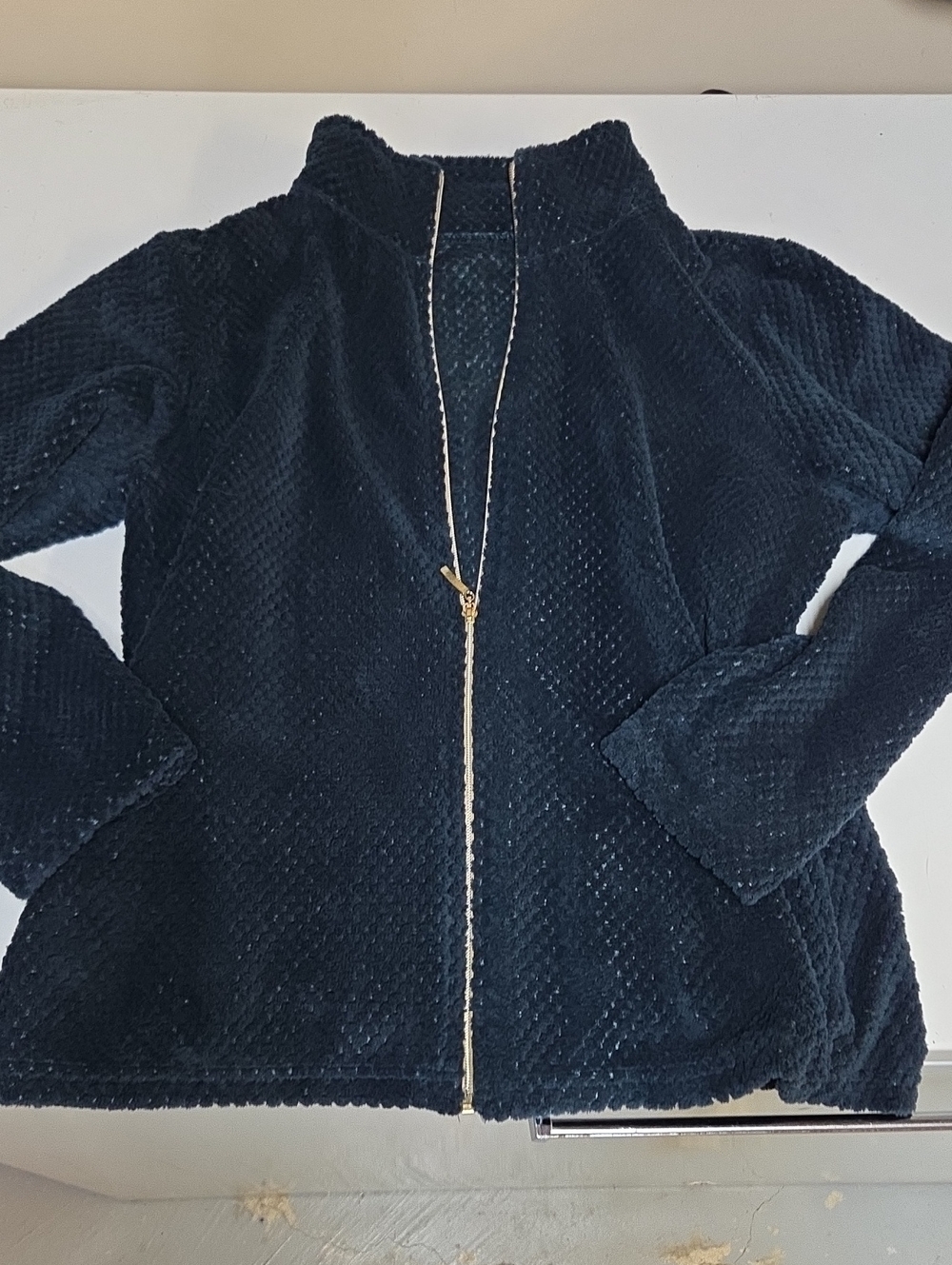 Blue Plush Waffle Fleece Zip-Front Women's Jacket Sz L ✨️5/$30